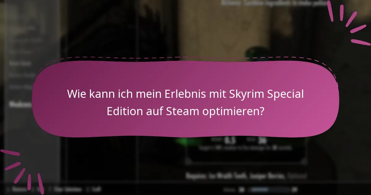 Wie kann ich mein Erlebnis mit Skyrim Special Edition auf Steam optimieren?